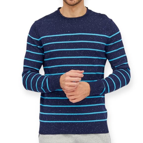 Club Room striped crewneck sweater in blue Size L - Picture 1 of 7